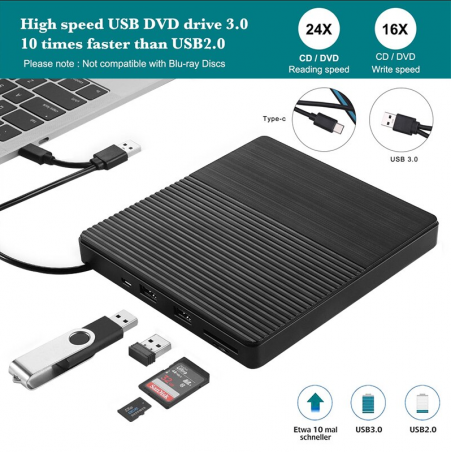 USB 3.0 External Optical Drive Portable External Type-C